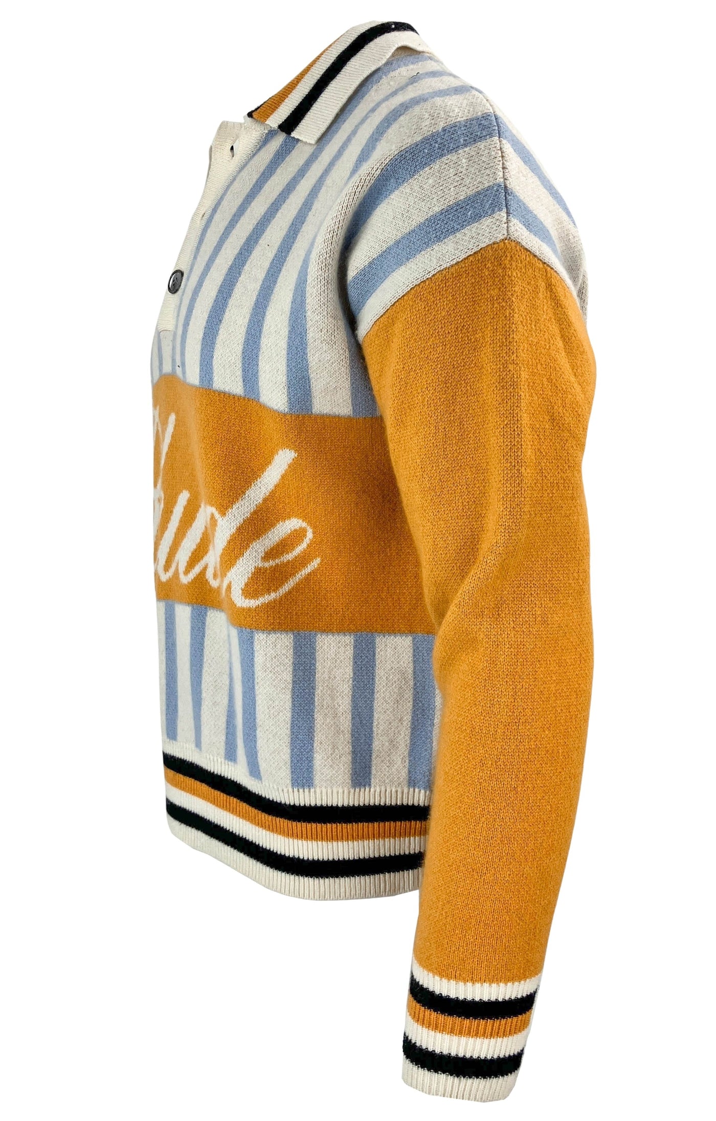 RHUDE Amber Knit Rugby Polo Shirt in Multi - Discounts on RHUDE at UAL