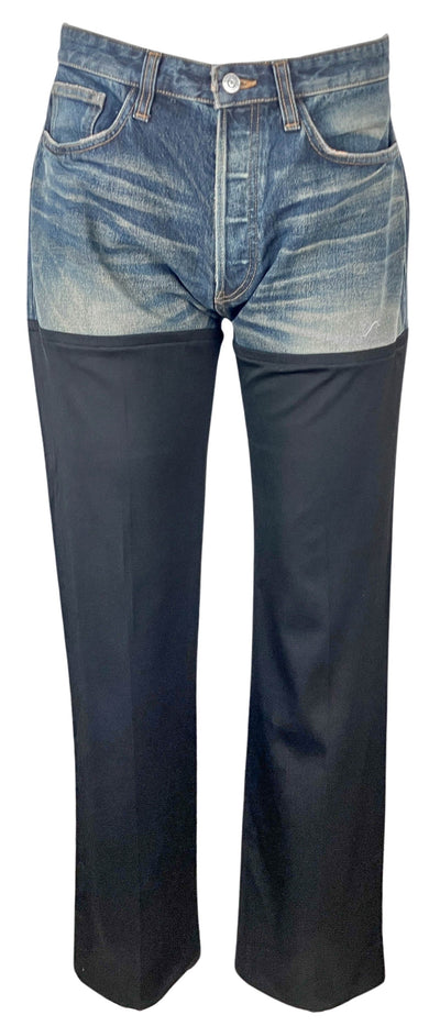 Balenciaga Patched Denim Pants in Blue/Black - Discounts on Balenciaga at UAL