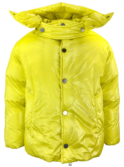 Bottega Veneta Glossy Puffer Jacket in Lime - Discounts on Bottega Veneta at UAL