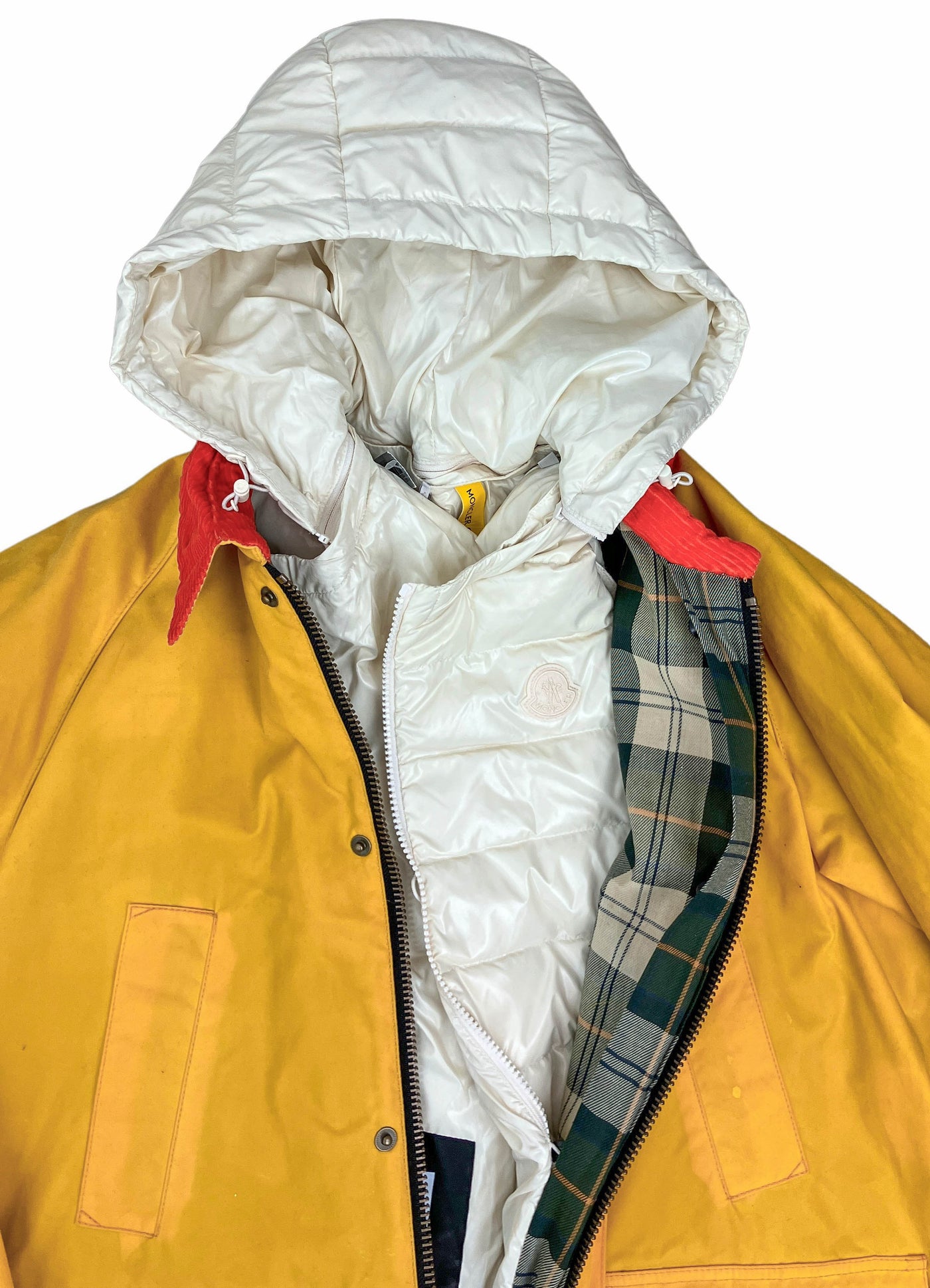 Moncler Genius 1952 Barbour Edition Coat in Yellow - Discounts on Moncler at UAL