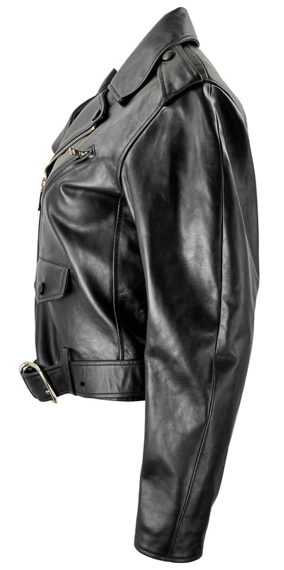 Chloé Cropped Leather Biker Jacket in Black - Discounts on Chloé at UAL