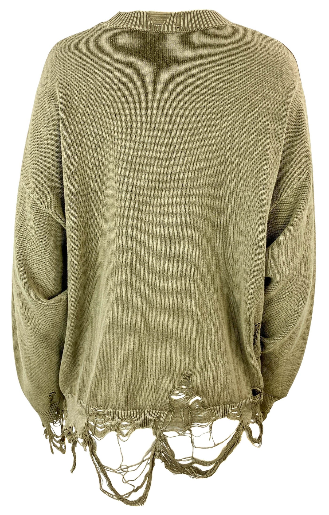 R13 Destroyed Oversized Pullover in Beige - Discounts on R13 at UAL