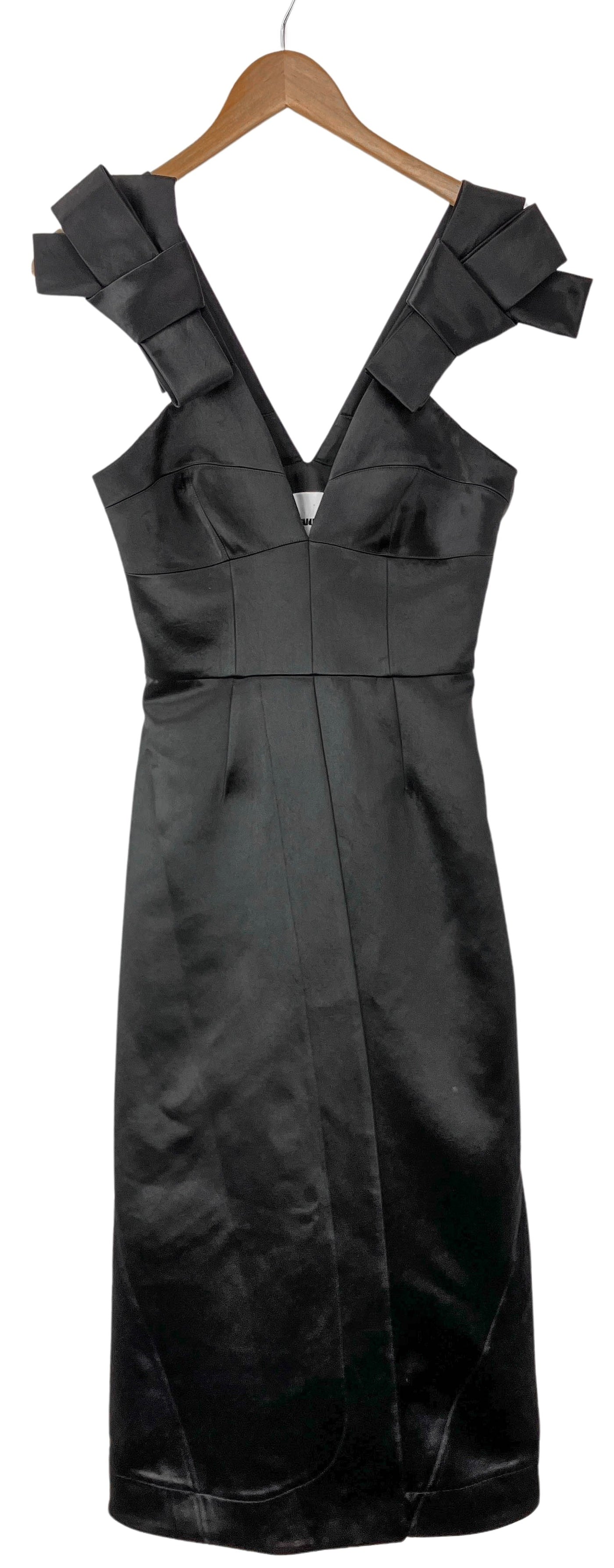 Jil Sander Heavy Shiny Bonded Satin Dress in Black - Discounts on Jil Sander at UAL