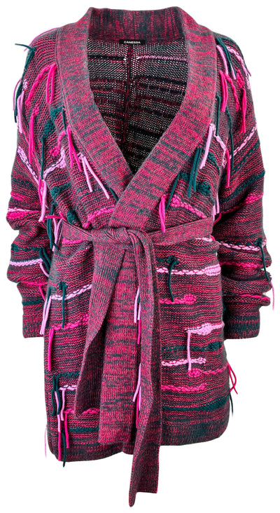 Canessa Fringed Cardigan in Pink and Green
