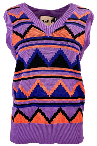 Plan C Jacquard Vest in Purple - Discounts on Plan C at UAL
