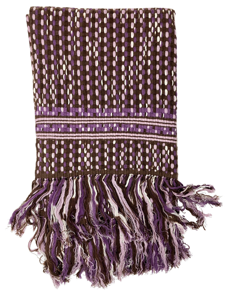 Bajra Large Basketweave Scarf in Purple/Brown - Discounts on Bajra at UAL