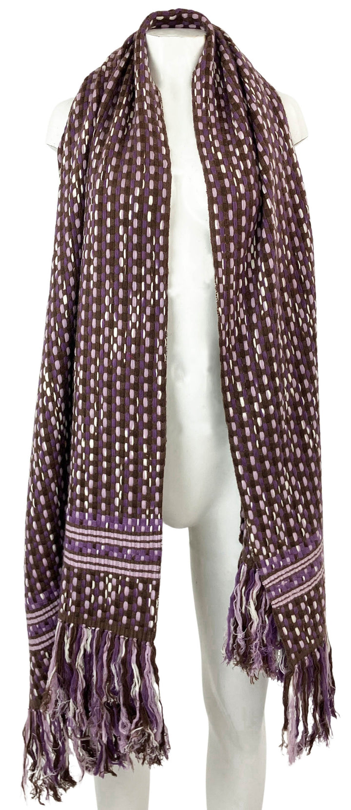 Bajra Large Basketweave Scarf in Purple/Brown - Discounts on Bajra at UAL