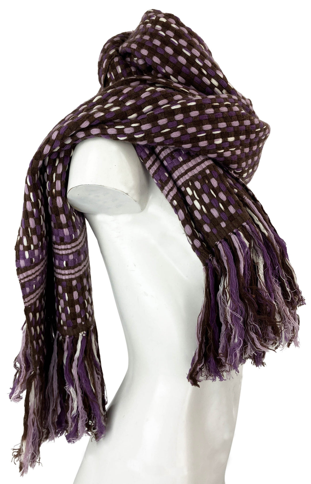 Bajra Large Basketweave Scarf in Purple/Brown - Discounts on Bajra at UAL
