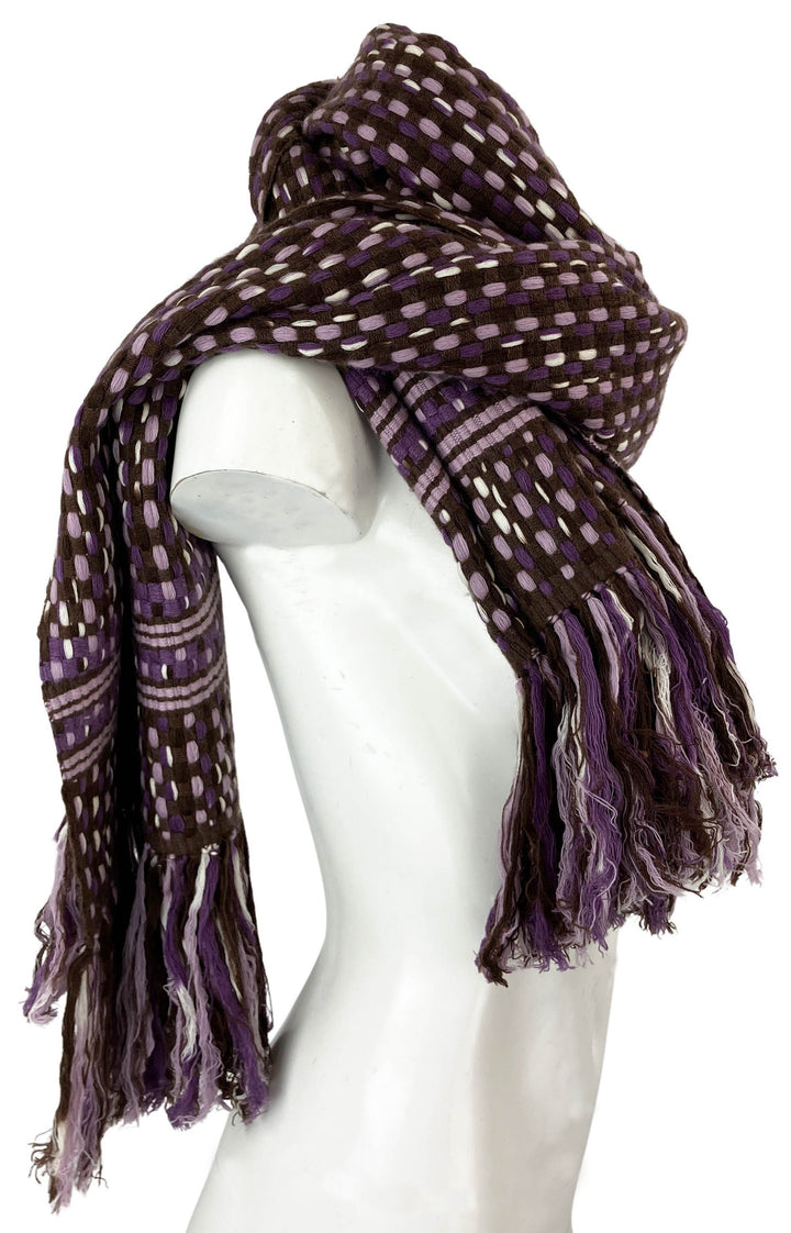 Bajra Large Basketweave Scarf in Purple/Brown - Discounts on Bajra at UAL