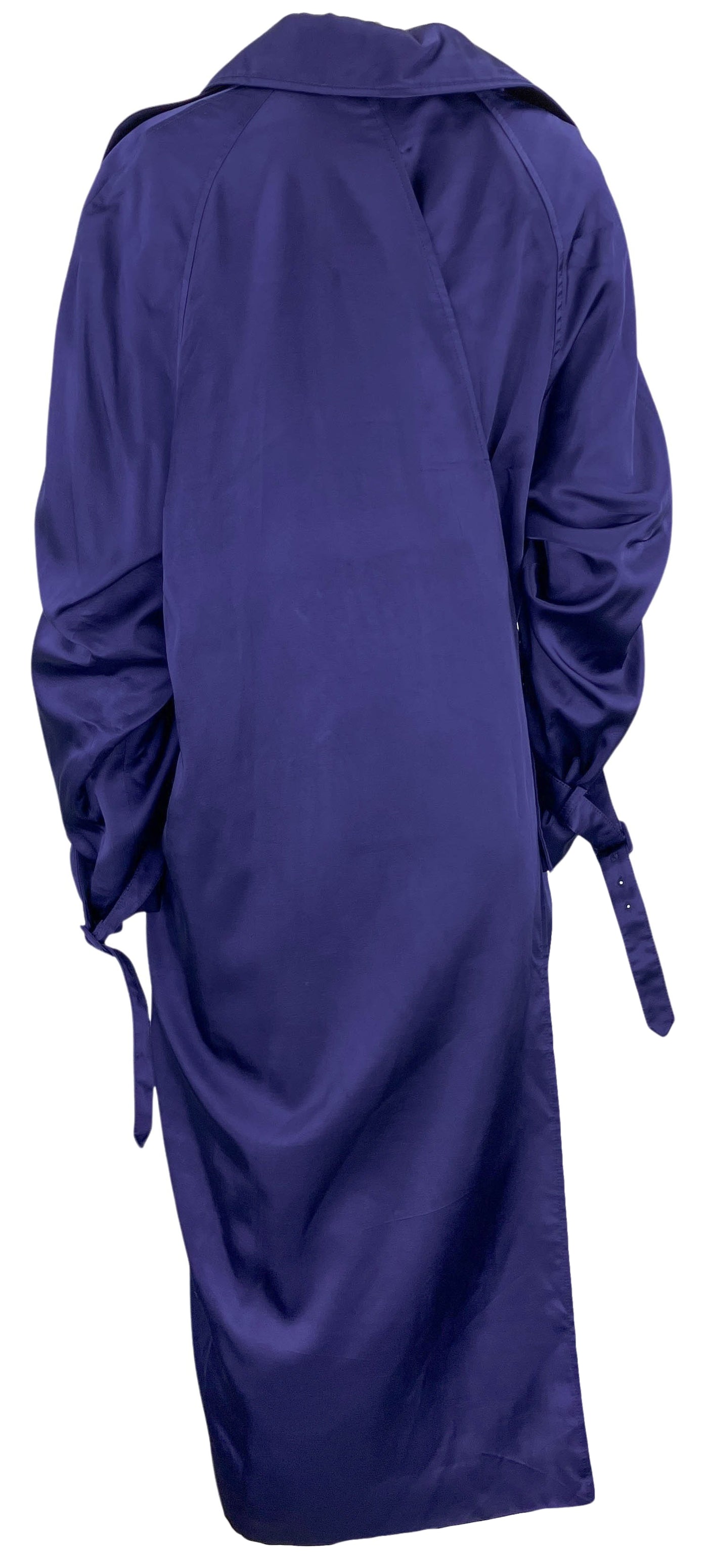 Balenciaga Satin Trench Coat in Marine Blue