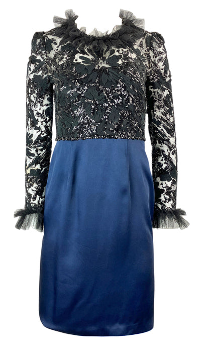 Jenny Packham Long Sleeve Embellished Midi Dress in Navy and Black - Discounts on Jenny Packham at UAL