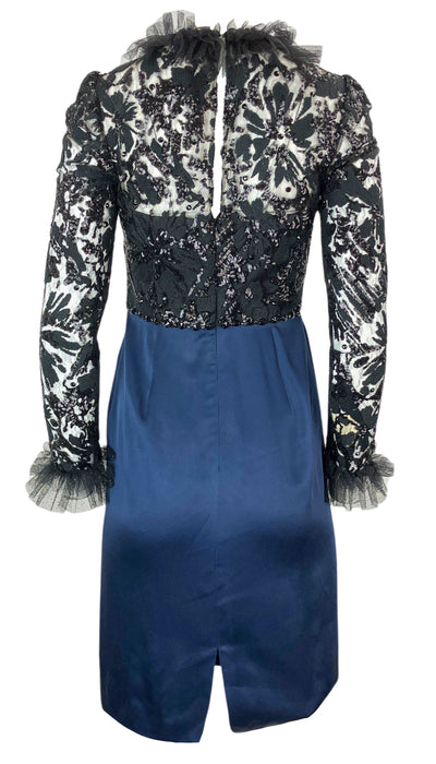 Jenny Packham Long Sleeve Embellished Midi Dress in Navy and Black - Discounts on Jenny Packham at UAL