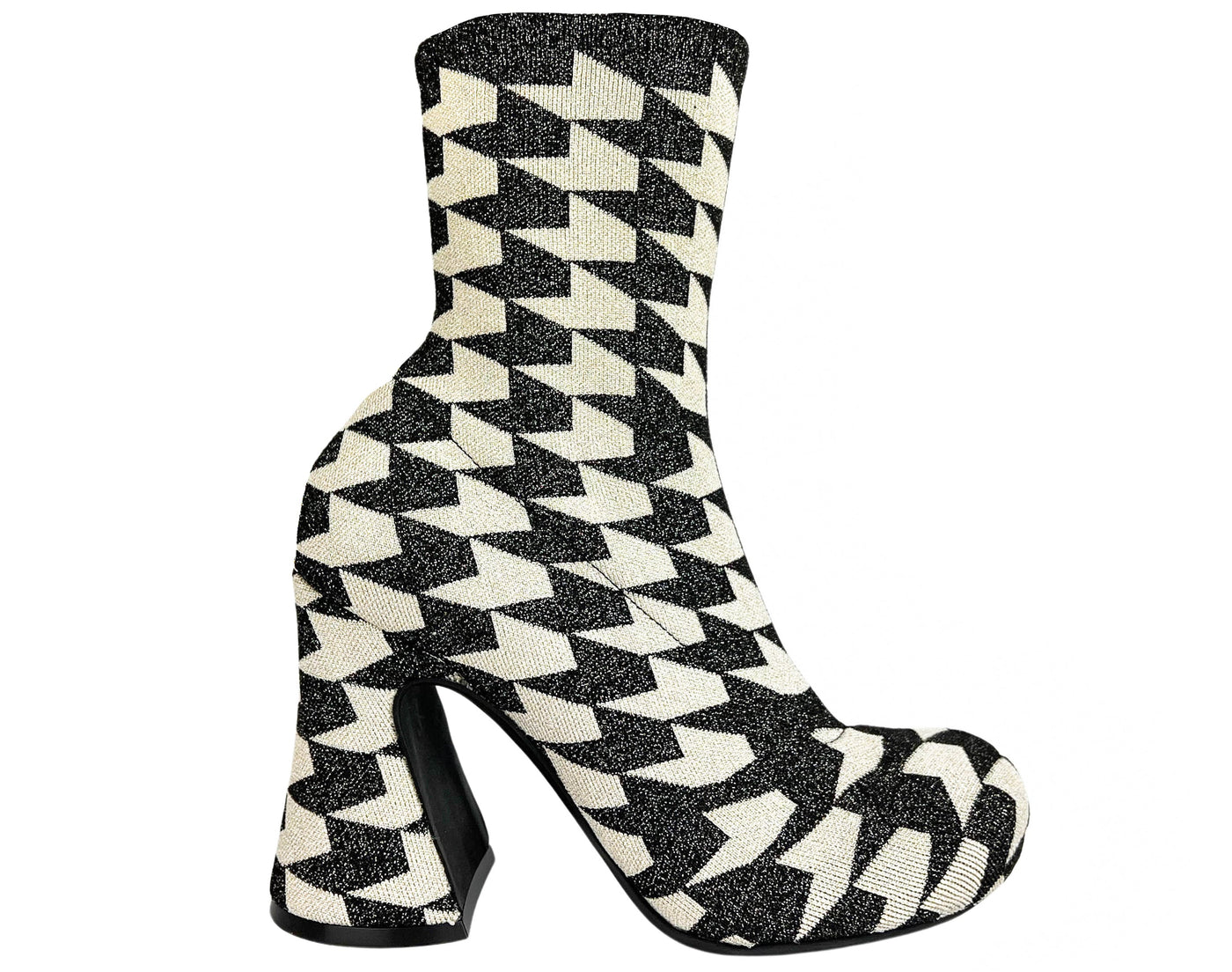 Marni Jacquard Lurex Ankle Boots in Black and Cream - Discounts on Marni at UAL