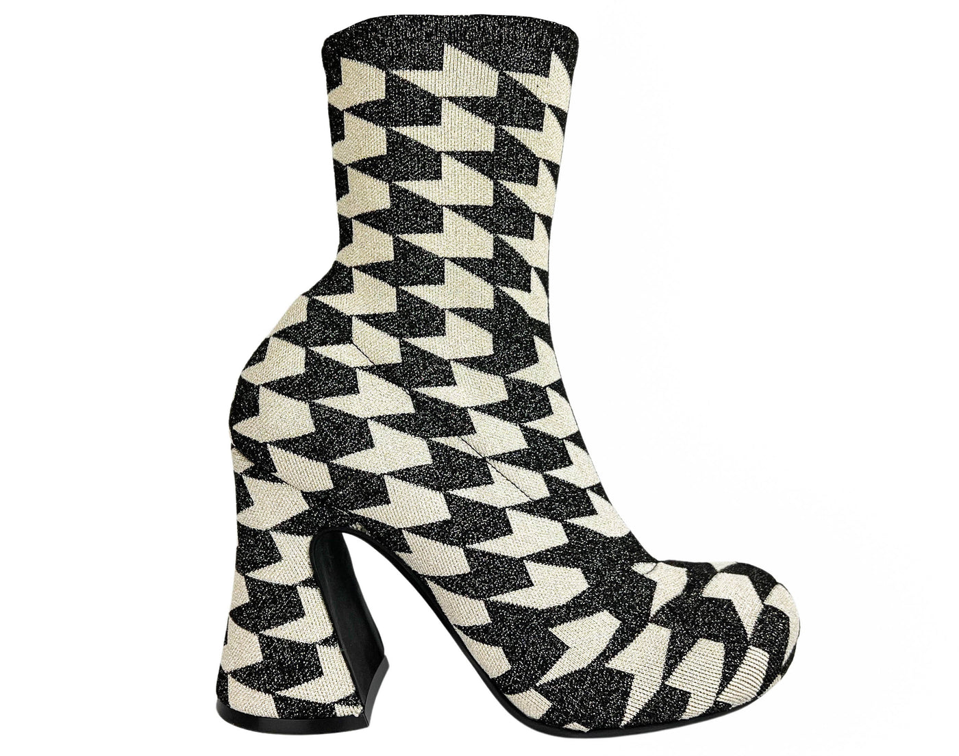 Marni Jacquard Lurex Ankle Boots in Black and Cream - Discounts on Marni at UAL