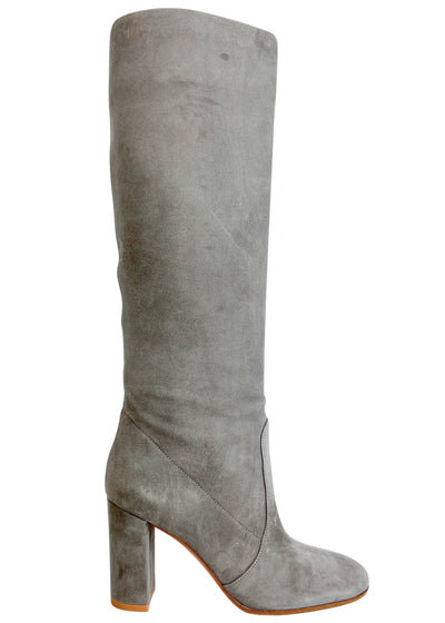 Gianvito Rossi Knee High Suede Boots in Grey - Discounts on Gianvito Rossi at UAL