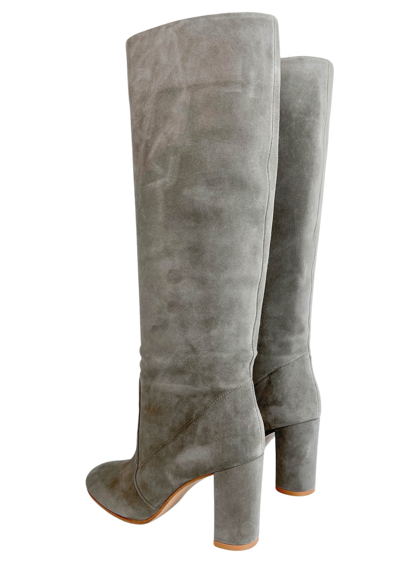 Gianvito Rossi Knee High Suede Boots in Grey - Discounts on Gianvito Rossi at UAL