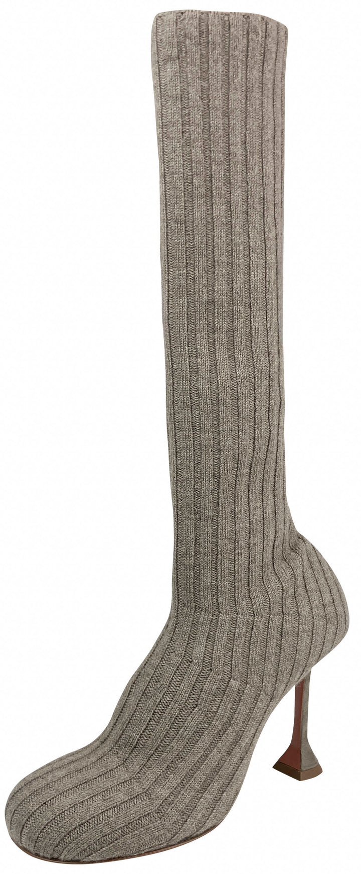 Amina Muaddi Veneda Stretch Boots in Taupe - Discounts on Amina Muaddi at UAL