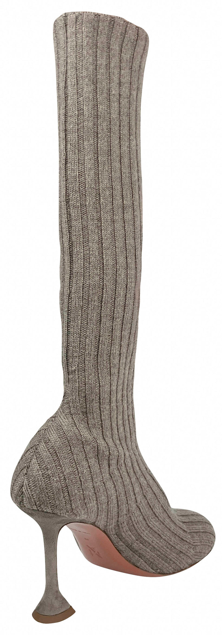 Amina Muaddi Veneda Stretch Boots in Taupe - Discounts on Amina Muaddi at UAL