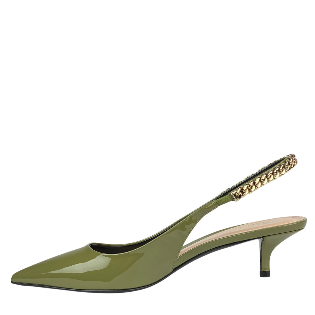 Gucci Patent Leather Slingback Heels in Green - Discounts on Gucci at UAL