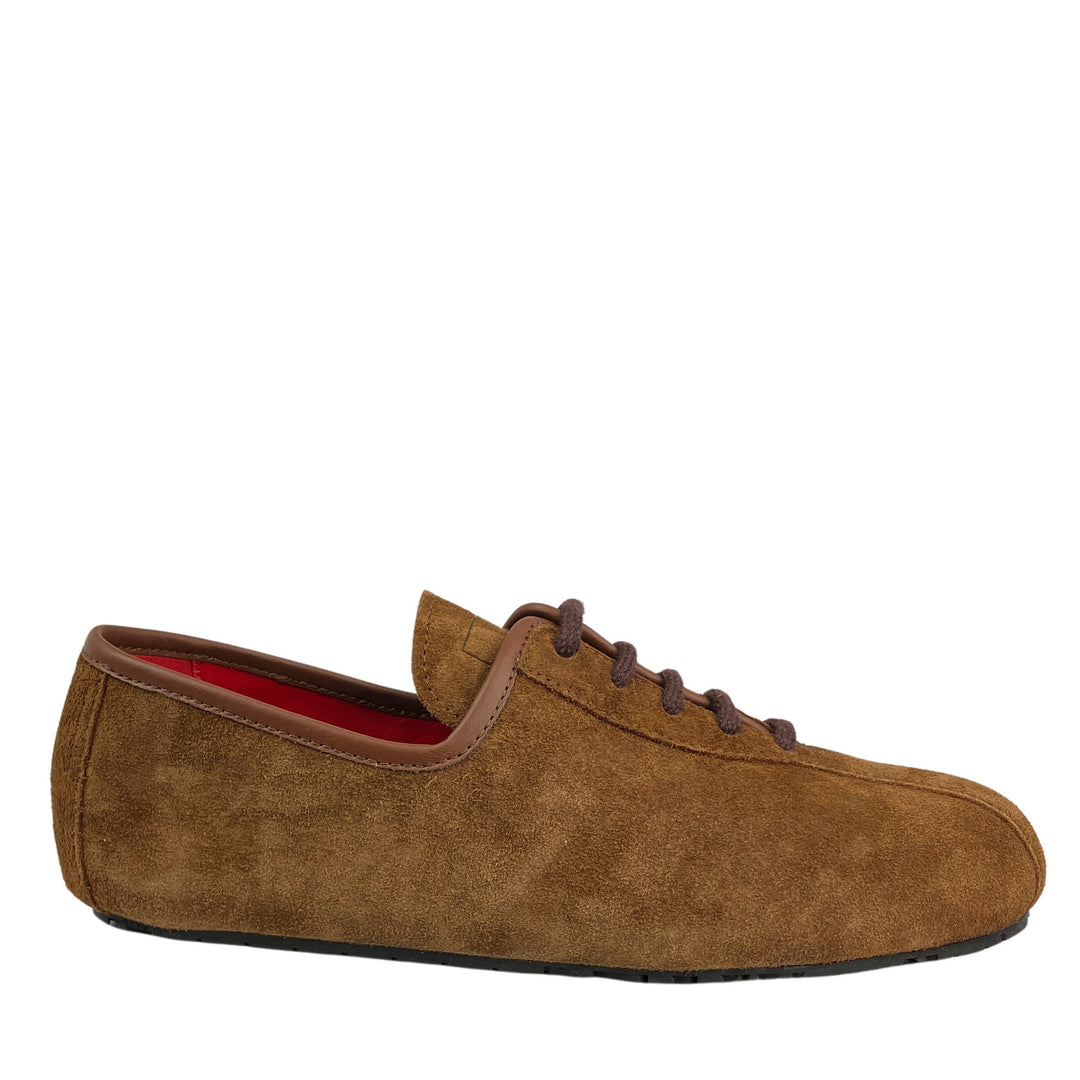Plan C Suede Lace Up Sneakers in Sequoia - Discounts on Plan C at UAL