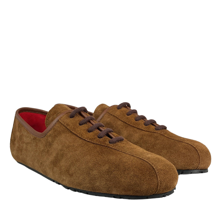 Plan C Suede Lace Up Sneakers in Sequoia - Discounts on Plan C at UAL