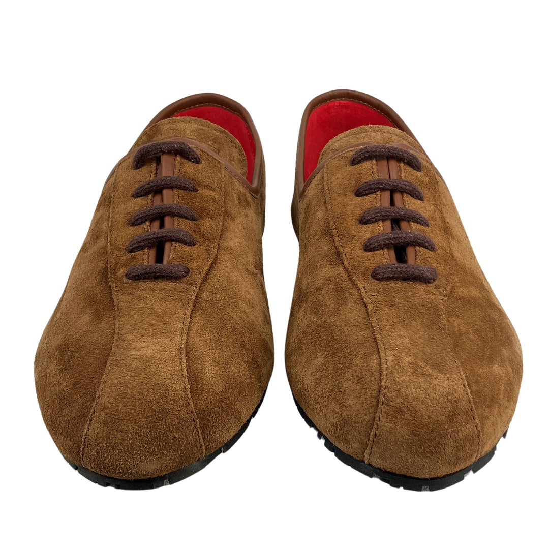 Plan C Suede Lace Up Sneakers in Sequoia - Discounts on Plan C at UAL
