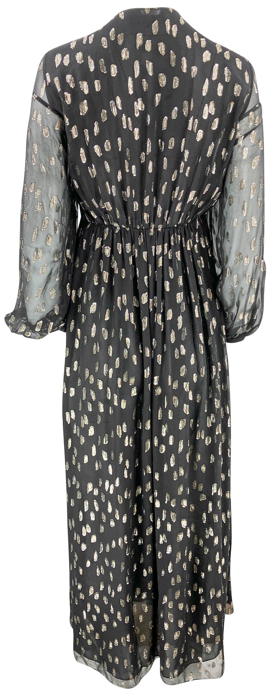 Celine Long Sleeve Maxi Dress in Black/Gold - Discounts on Celine at UAL