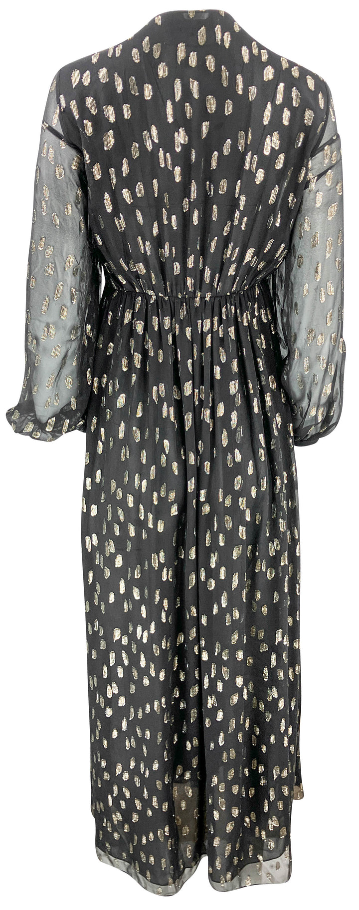 Celine Long Sleeve Maxi Dress in Black/Gold - Discounts on Celine at UAL