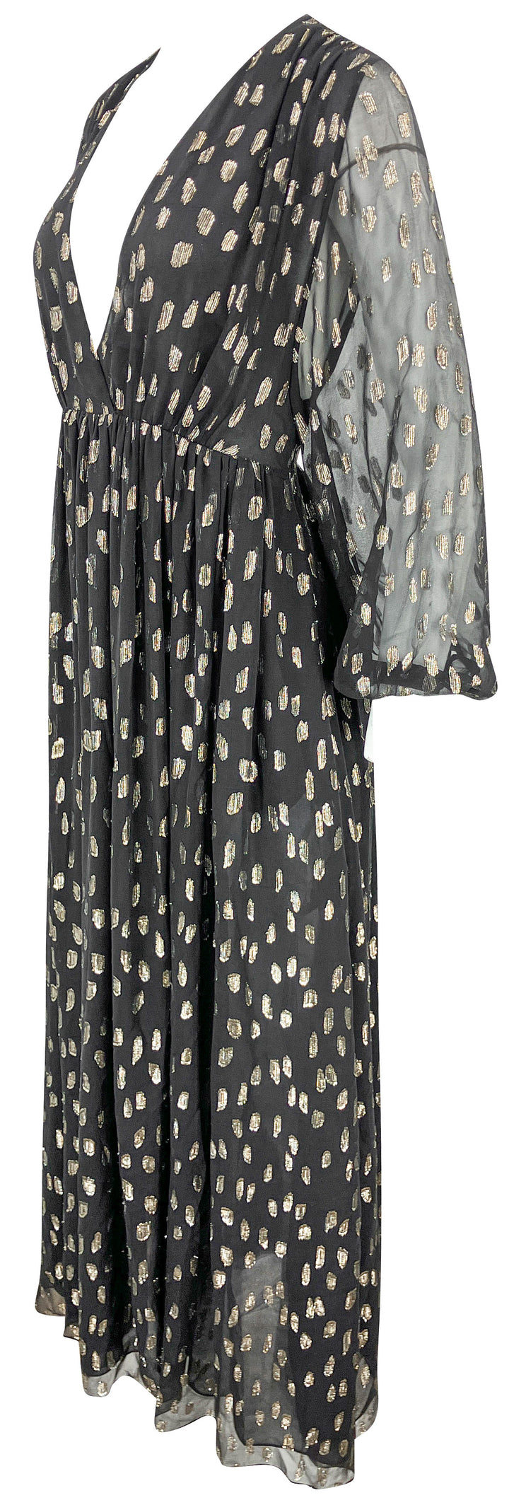 Celine Long Sleeve Maxi Dress in Black/Gold - Discounts on Celine at UAL
