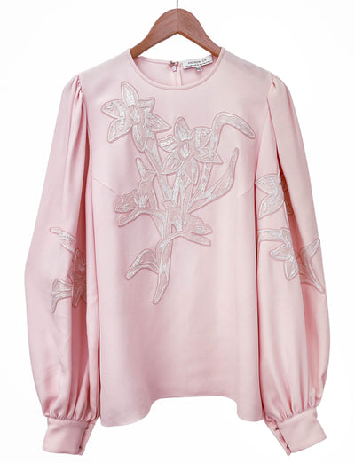 Andrew GN Beaded Floral Top in Pink and White - Discounts on Andrew GN at UAL