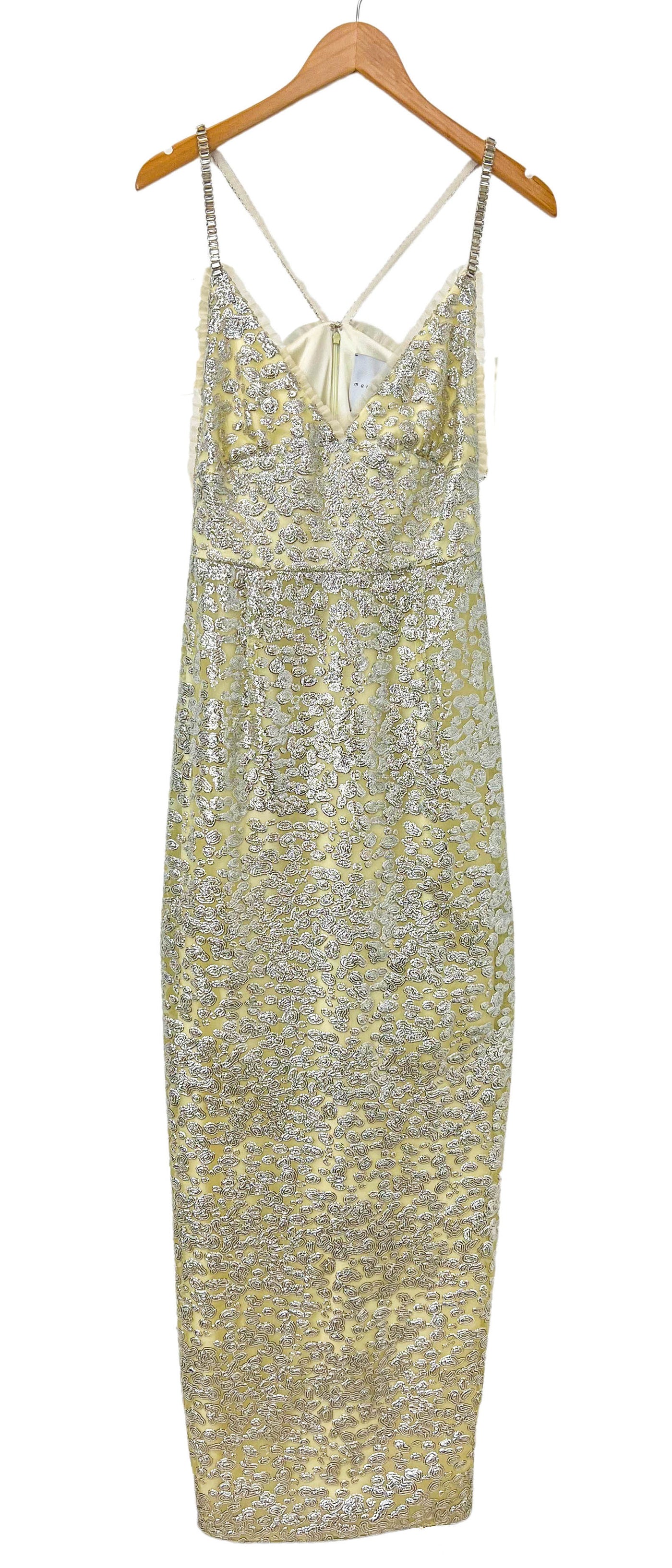 Markarian Beaded Gown in Pale Yellow and Silver - Discounts on Markarian at UAL