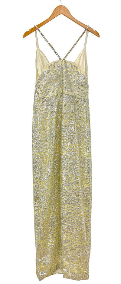 Markarian Beaded Gown in Pale Yellow and Silver - Discounts on Markarian at UAL