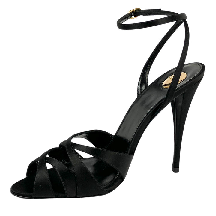 Saint Laurent Satin Heels in Black - Discounts on Saint Laurent at UAL