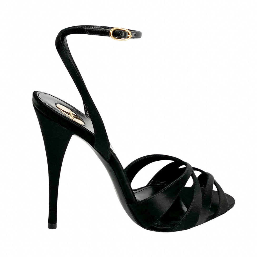 Saint Laurent Satin Heels in Black - Discounts on Saint Laurent at UAL