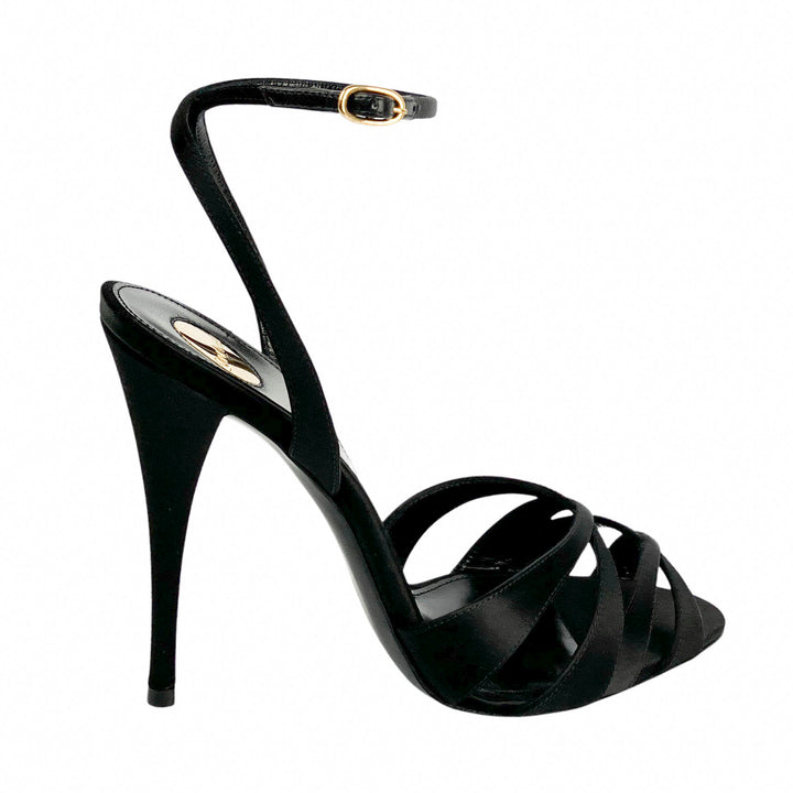 Saint Laurent Satin Heels in Black - Discounts on Saint Laurent at UAL