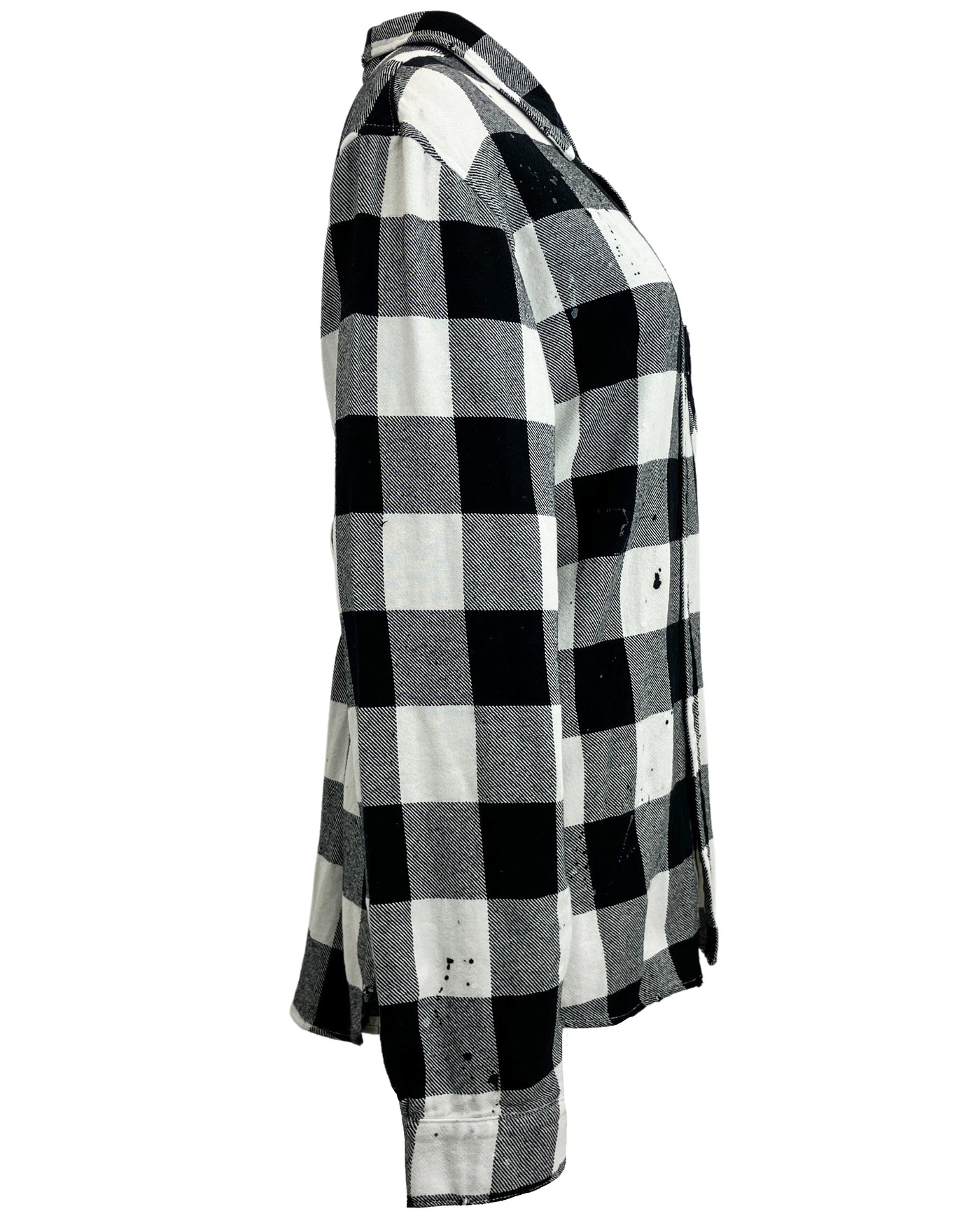NSF Button Down Flannel in Black and White Plaid - Discounts on NSF at UAL