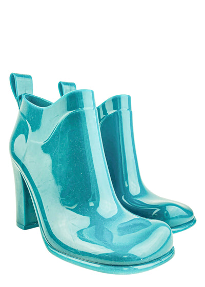Bottega Veneta Rubber Block Heel Ankle Boots in Blue - Discounts on Bottega Veneta at UAL