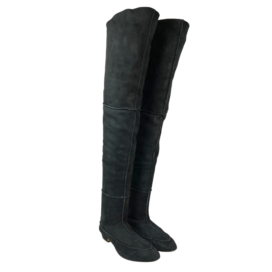 The Row Shearling Boots in Black - Discounts on The Row at UAL