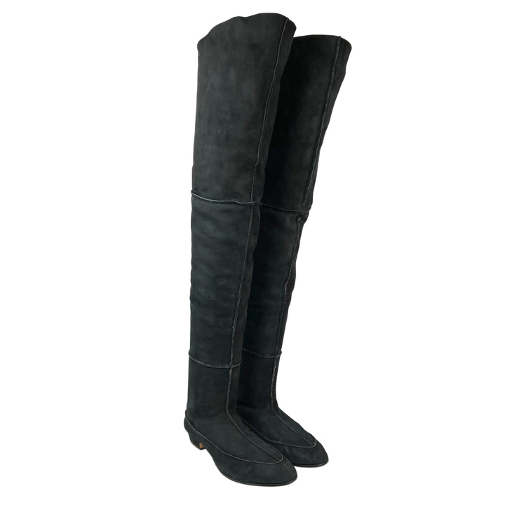 The Row Shearling Boots in Black - Discounts on The Row at UAL