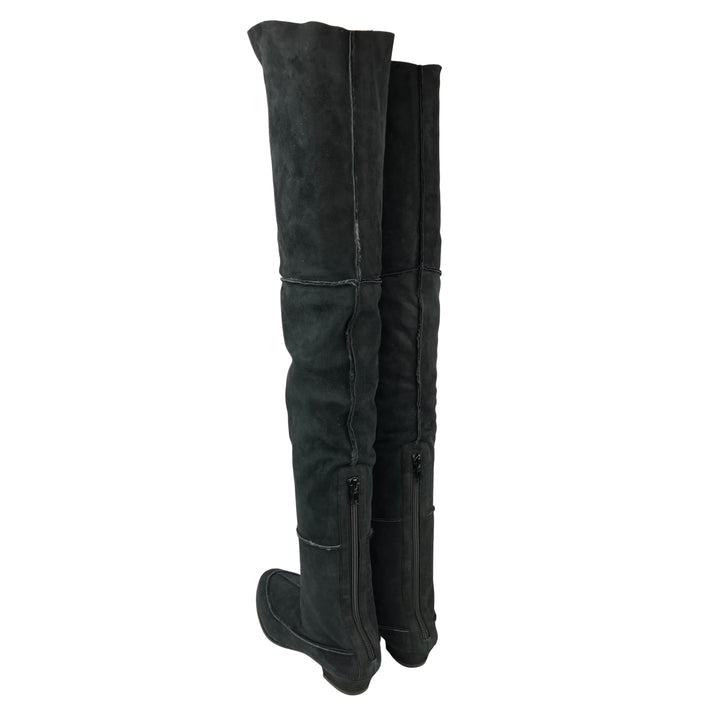 The Row Shearling Boots in Black - Discounts on The Row at UAL
