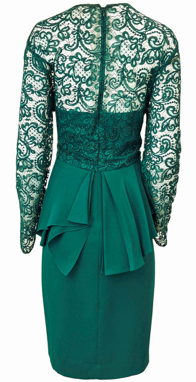 Reem Acra Long Sleeve Midi Dress in Emerald - Discounts on Reem Acra at UAL