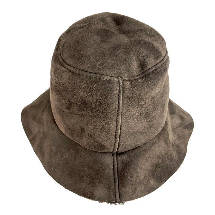 Brown Suede Bucket Hat Maison Michel Fredo sheepskin bucket Fredo – Maison Michel main image 2