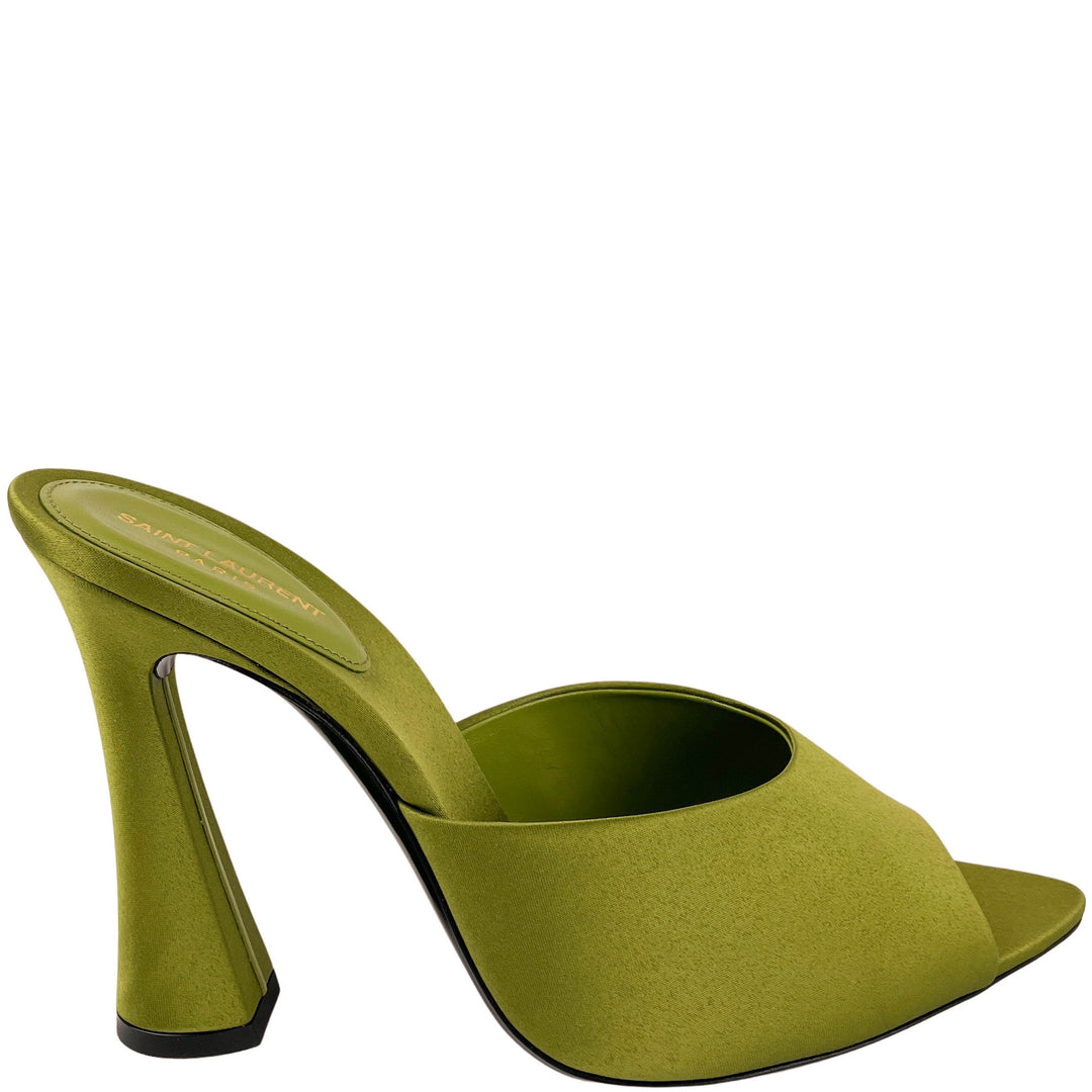 Saint Laurent Suite Mules in Khaki Green - Discounts on Saint Laurent at UAL
