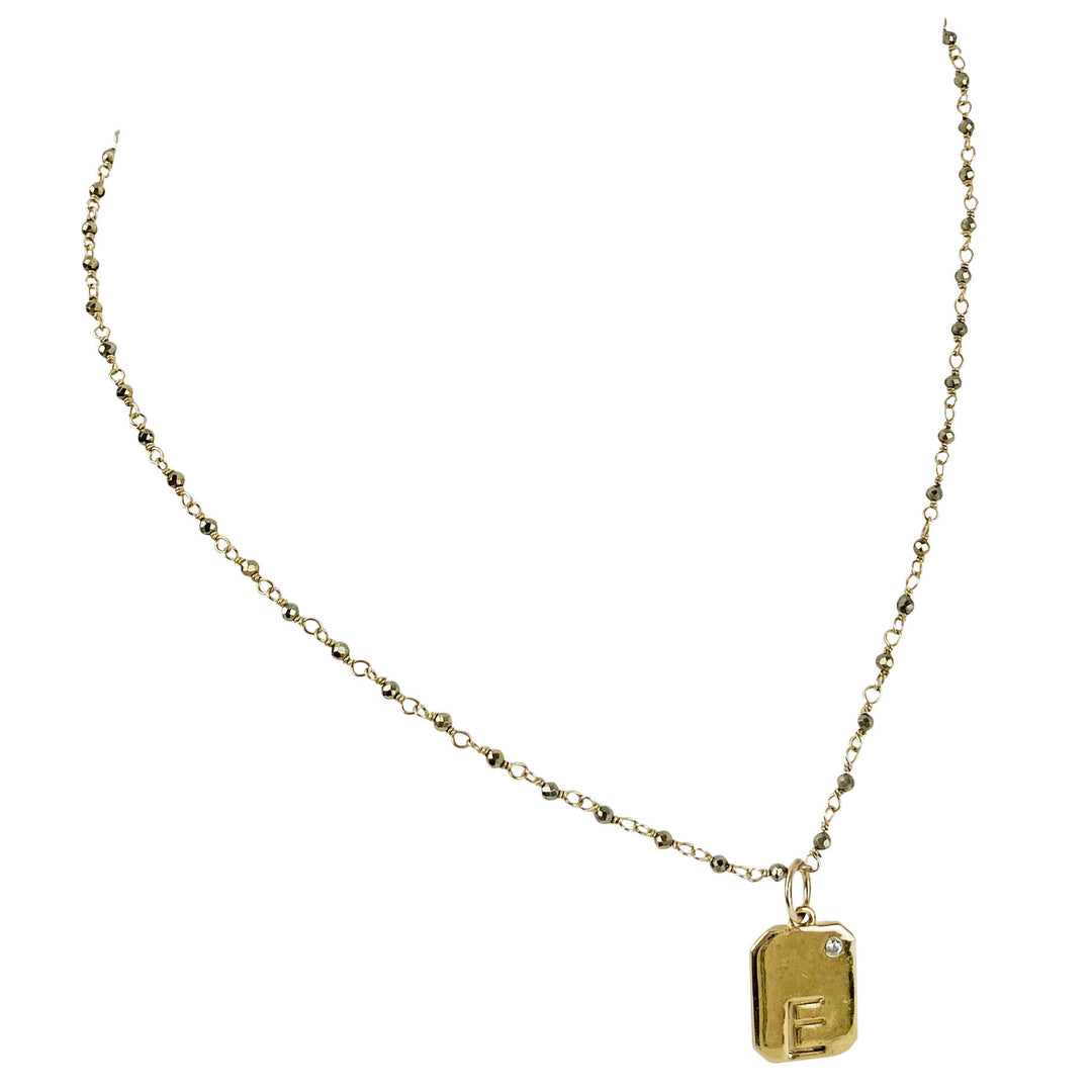 Ela Rae Dog Tag "E" Initial Necklace - Discounts on Ela Rae at UAL
