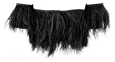 Brandon Maxwell Ostrich Feather Crop Top in Black - Discounts on Brandon Maxwell at UAL