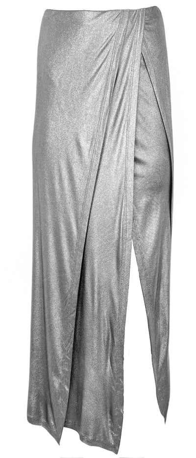 LOEWE Wrap-Effect Maxi Skirt in Metallic Silver - Discounts on LOEWE at UAL
