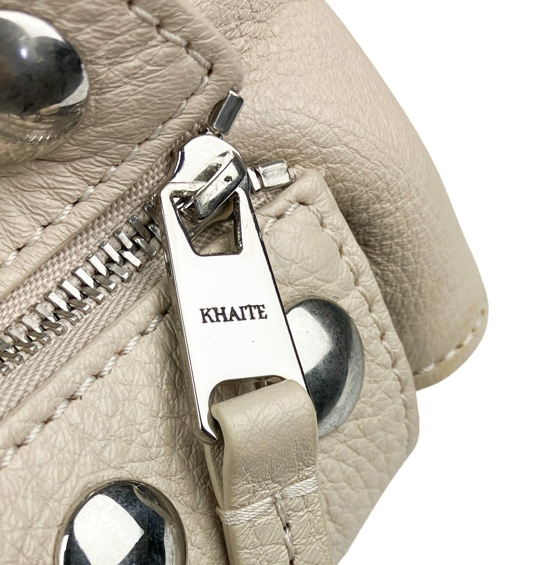 Khaite Elena Large Studded Shoulder Bag in Cream/Silver