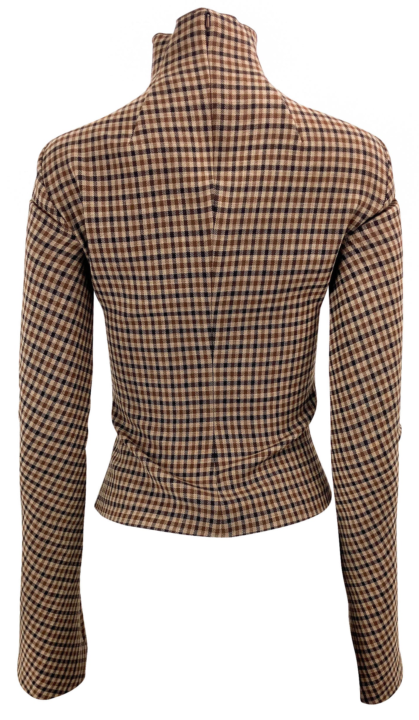 A.W.A.K.E. MODE Flare Sleeve Top in Brown Plaid - Discounts on A.W.A.K.E. MODE at UAL