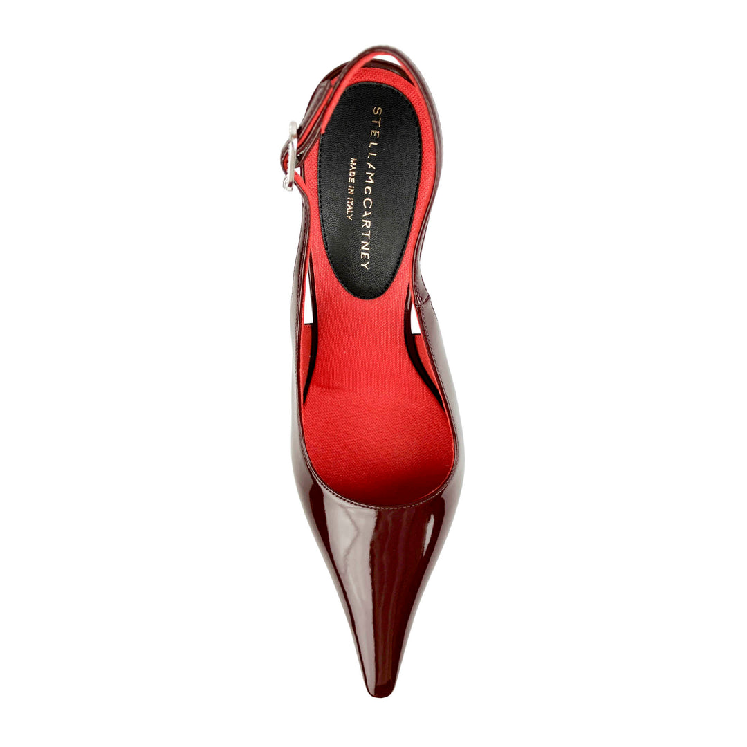 Stella McCartney Elsa Patent Leather Slingback Heels in Bordeaux - Discounts on Stella McCartney at UAL
