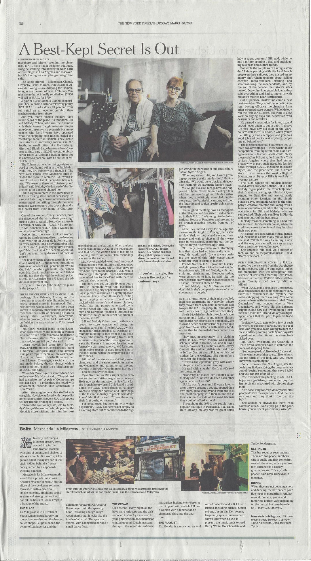 Interior page in Thursday Styles section of New York Times, click to read the article